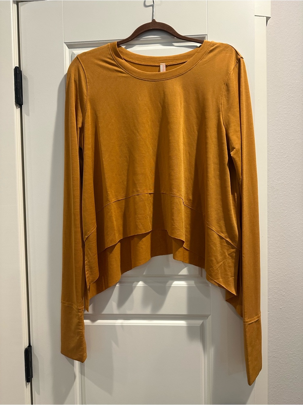 FP Movement by Free People Mustard Layered-Hem Long-Sleeve Tee